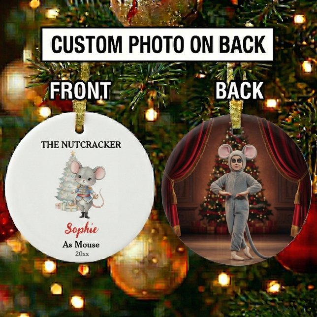 Ornamento De Cerâmica Foto personalizada do Quebra-Nozes do Rato Natal (Criador carregado)