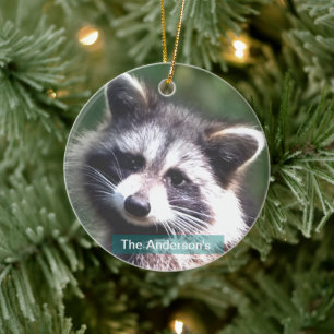 Ornamento De Cerâmica Foto personalizada do raccoon