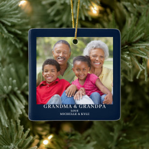 Ornamento De Cerâmica Foto personalizada dos avós Natal