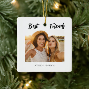 Ornamento De Cerâmica Foto personalizada dos melhores amigos
