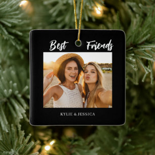 Ornamento De Cerâmica Foto personalizada dos melhores amigos