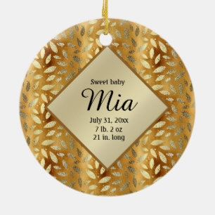 Ornamento De Cerâmica Foto personalizada: Dourado deixa aniversário