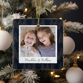 Ornamento De Cerâmica Foto Personalizada Dupla Face Das Árvores De Inver