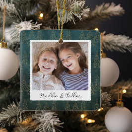 Ornamento De Cerâmica Foto Personalizada Dupla Face Das Árvores De Inver