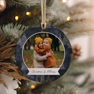 Ornamento De Cerâmica Foto Personalizada Dupla Face Das Árvores De Inver