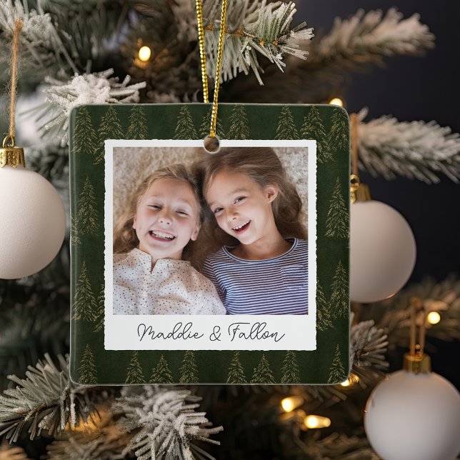 Ornamento De Cerâmica Foto Personalizada Dupla Face Das Árvores De Inver (Criador carregado)