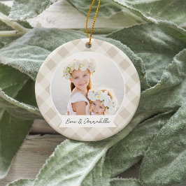 Ornamento De Cerâmica Foto personalizada dupla frente e Xadrez pintada