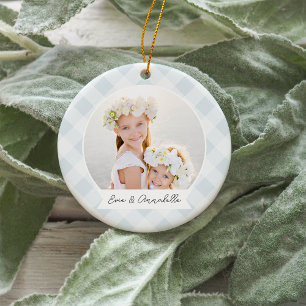 Ornamento De Cerâmica Foto personalizada dupla frente e Xadrez pintada