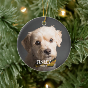 Ornamento De Cerâmica Foto personalizada e elegante Natal