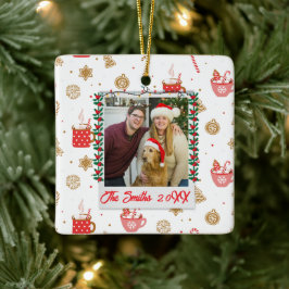 Ornamento De Cerâmica Foto personalizada e nome personalizado Feliz Nata