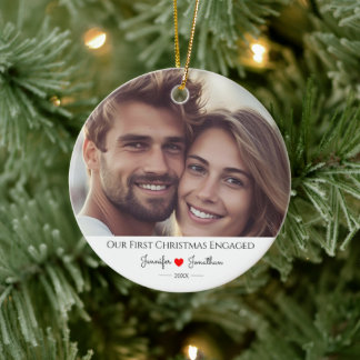 Ornamento De Cerâmica Foto personalizada em nosso primeiro Natal