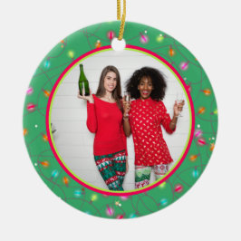 Ornamento De Cerâmica Foto personalizada favorita Imagem dupla