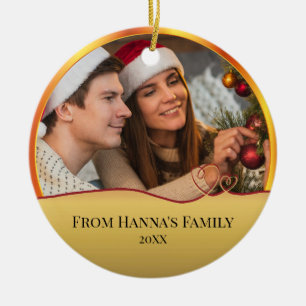 Ornamento De Cerâmica Foto Personalizada "Feliz Natal" Presépio