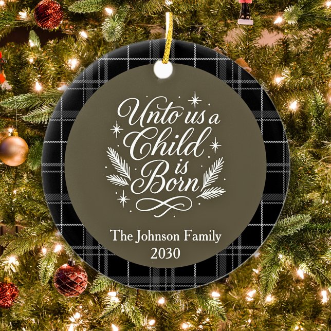 Ornamento De Cerâmica Foto personalizada Isaiah 9 6 Natal (Custom Photo Isaiah 9 6 Christmas Ceramic Ornament)