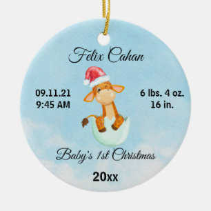 Ornamento De Cerâmica Foto personalizada Menino do Bebê Primeiro Natal 2