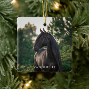 Ornamento De Cerâmica Foto Personalizada Moderna Horse Natal Equestre