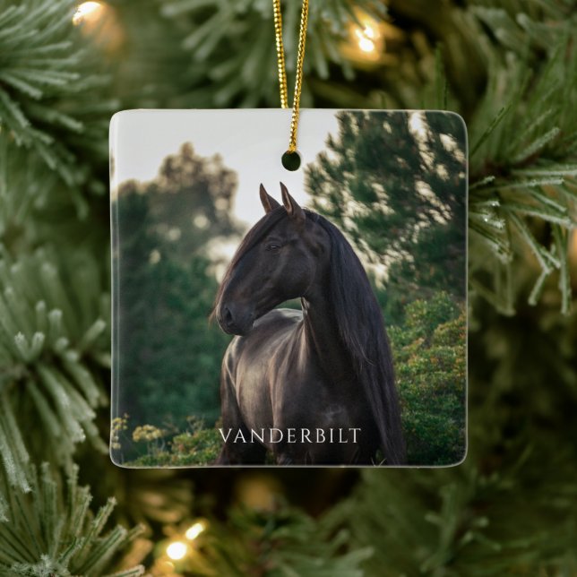 Ornamento De Cerâmica Foto Personalizada Moderna Horse Natal Equestre (Árvore)