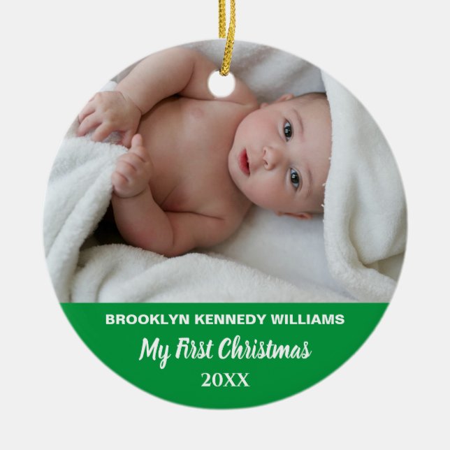 Ornamento De Cerâmica Foto personalizada - Novo bebê recém-nascido Prime (Frente)