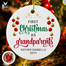Ornamento De Cerâmica Foto personalizada PRIMEIRO NATAL COMO GRANDPARENT