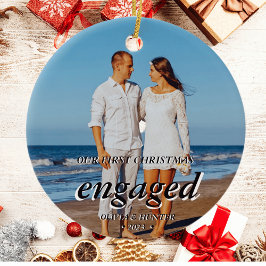 Ornamento De Cerâmica Foto personalizada - Primeiro script em preto ativ