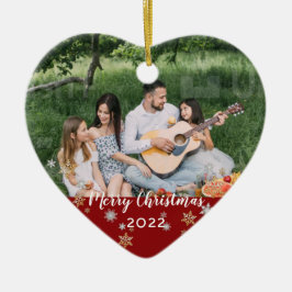 Ornamento De Cerâmica Foto personalizada Semestre Vermelho Vermelho de 2