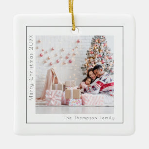 Ornamento De Cerâmica Foto personalizada simples Ano Feliz Natal