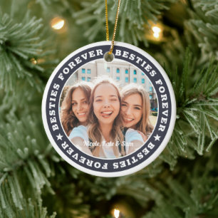 Ornamento De Cerâmica Foto personalizada simples e moderna para BFF
