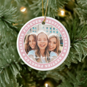 Ornamento De Cerâmica Foto personalizada simples e moderna para BFF
