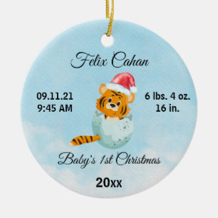 Ornamento De Cerâmica Foto personalizada Tiger Baby's Boy First Christma
