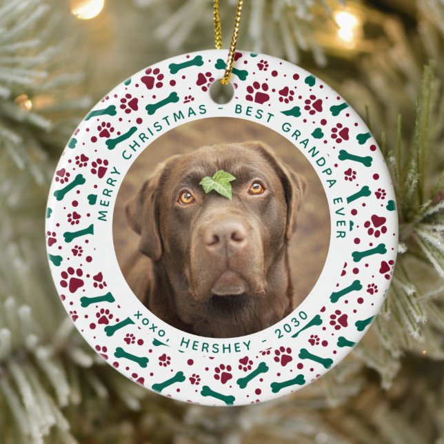 Ornamento De Cerâmica Foto Pet Personalizada - Pata Festiva Imprime o Na (Criador carregado)