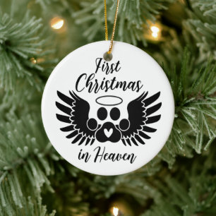 Ornamento De Cerâmica Foto Pet Personalizada Primeiro Natal no Céu