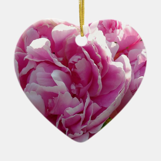 Ornamento De Cerâmica Foto rosa de Peony caseiro caseiro caseiro floral (Frente)