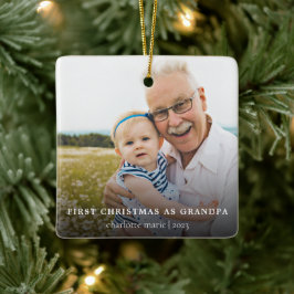 Ornamento De Cerâmica Foto simples Primeiro Natal como vovô