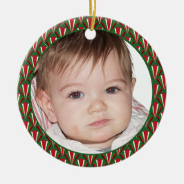 Ornamento De Cerâmica Foto vermelho, verde e branco