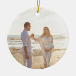 Ornamento De Cerâmica fotografia botânica 2 de natal floral clássica