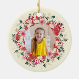 Ornamento De Cerâmica fotografia botânica 2 do primeiro Natal clássico