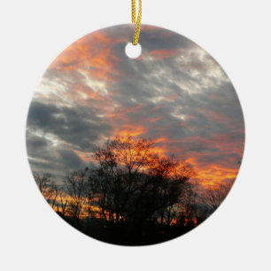 Ornamento De Cerâmica Fotografia da paisagem solar do inverno