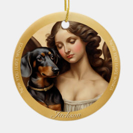 Ornamento De Cerâmica Fotografia de Arte de Dachshund Preto e Castanho -