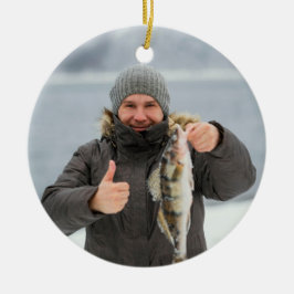 Ornamento De Cerâmica Fotografia de Pescador em Memória Amada Presente C