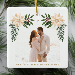 Ornamento De Cerâmica fotografia elegante de feliz botânica de natal chr