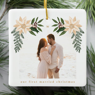 Ornamento De Cerâmica fotografia elegante de feliz botânica de natal chr