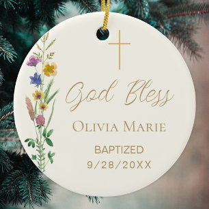Ornamento De Cerâmica Fotografia Personalizada de Flor Silvestre para Ba
