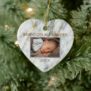 Ornamento De Cerâmica Fotografia Personalizada de Padrão de Cinza Azul 