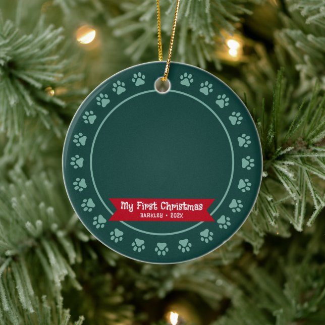 Ornamento De Cerâmica Fotografias de Papoila de Natal Verde Personalizad (Árvore)