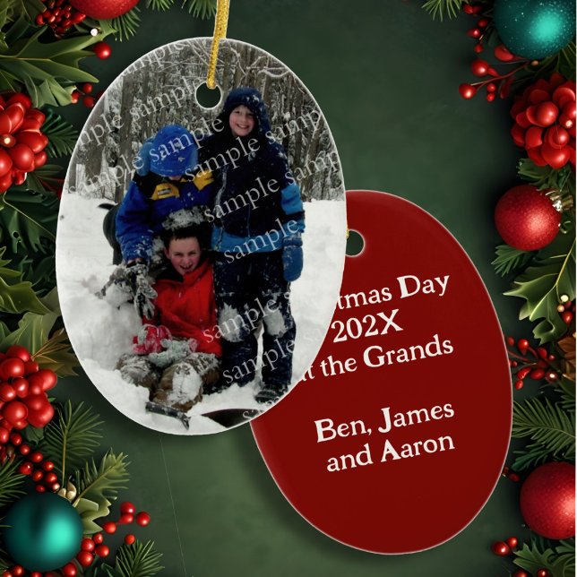 Ornamento De Cerâmica Fotomia do Dia de Natal (Criador carregado)