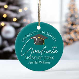 Ornamento De Cerâmica Fotomontagem de Natal Personalizada em Azul Gradua