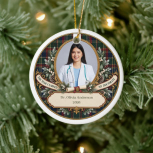 Ornamento De Cerâmica Fotomontagem Personalizada de Formatura de Doutora
