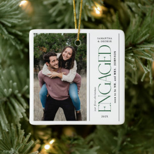 Ornamento De Cerâmica Fotos de Casais Noivos no Primeiro Natal Moderno