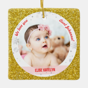 Ornamento De Cerâmica Fotos de Gêmeas Meninas Tia Fofa Primeiro Natal Be