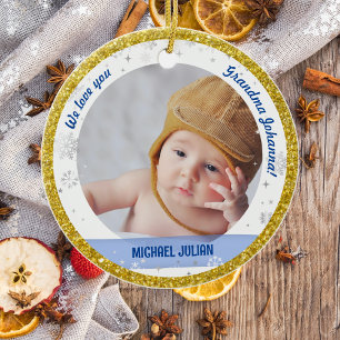 Ornamento De Cerâmica Fotos de Gêmeos Menino e Menina Primeira Natal da 